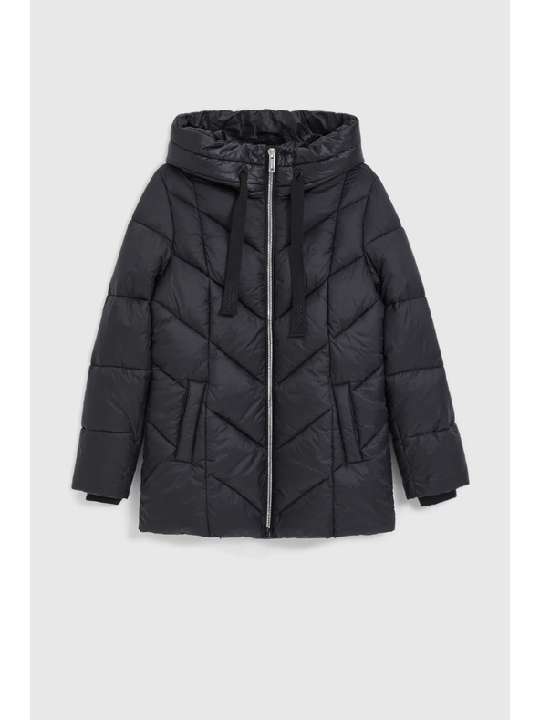 Moodo Prošívaná bunda s kapucí černá Moodo