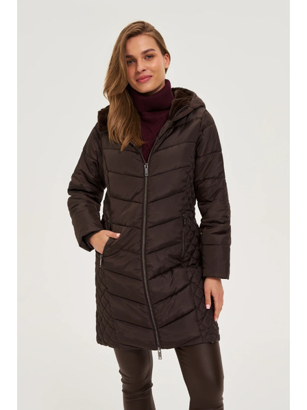 Moodo Bunda s prošívanou kapucí hnědá Moodo