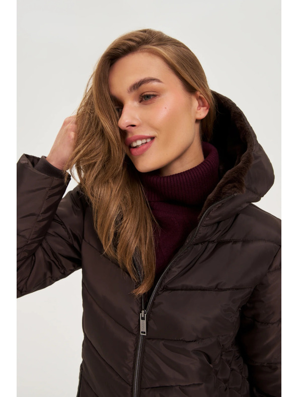 Moodo Bunda s prošívanou kapucí hnědá Moodo