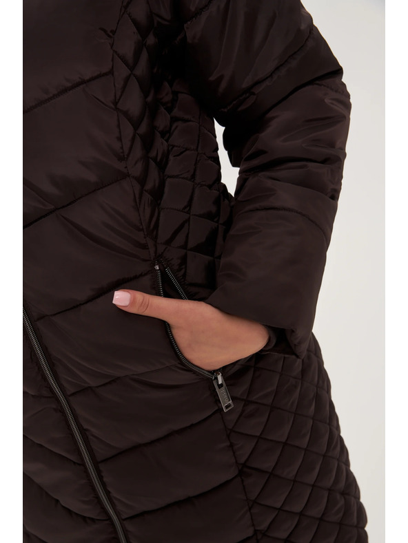 Moodo Bunda s prošívanou kapucí hnědá Moodo