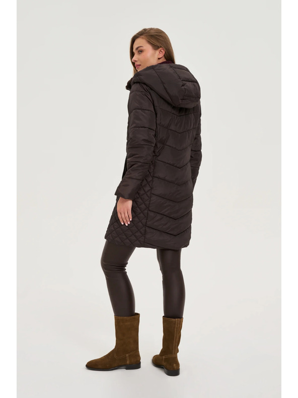 Moodo Bunda s prošívanou kapucí hnědá Moodo