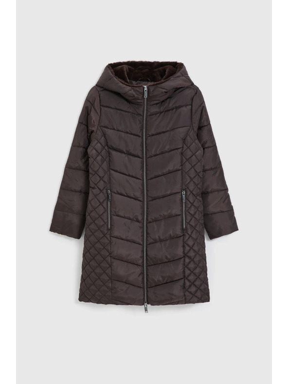 Moodo Bunda s prošívanou kapucí hnědá Moodo