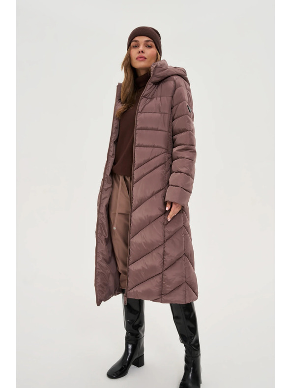 Moodo Bunda s páskem hnědá Moodo