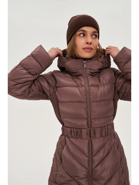 Moodo Bunda s páskem hnědá Moodo