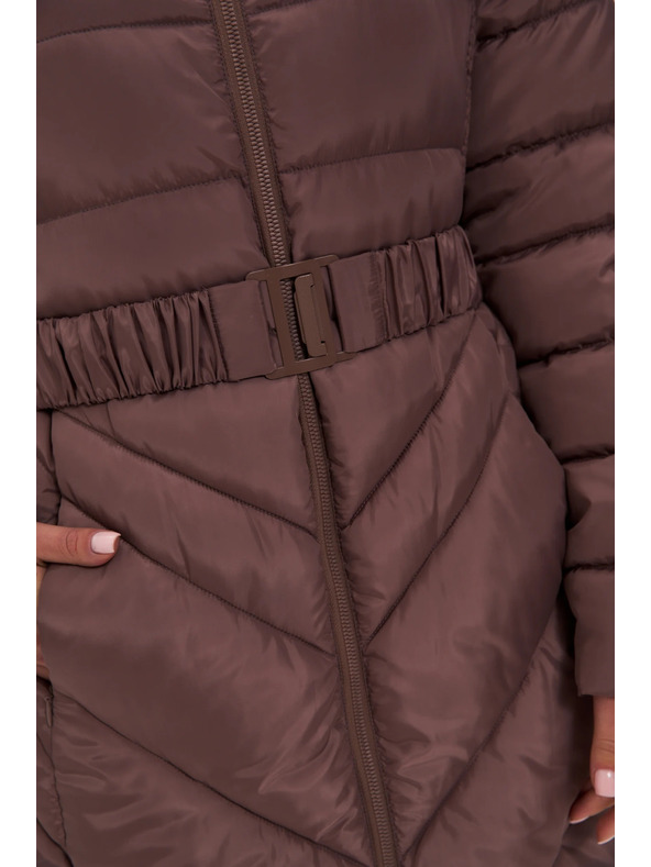 Moodo Bunda s páskem hnědá Moodo