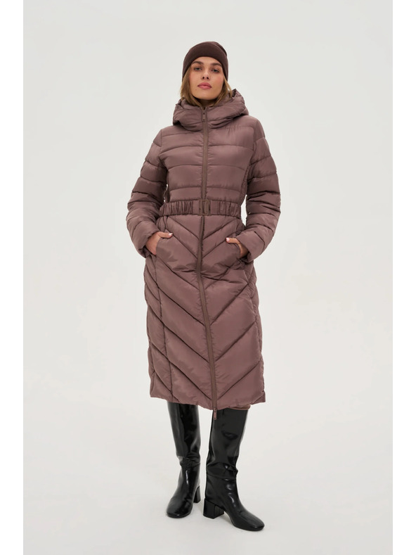 Moodo Bunda s páskem hnědá Moodo