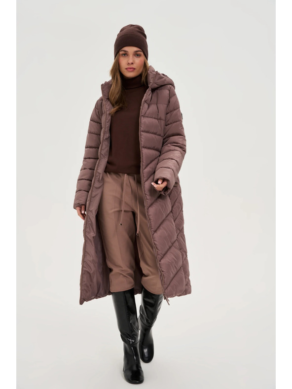 Moodo Bunda s páskem hnědá Moodo