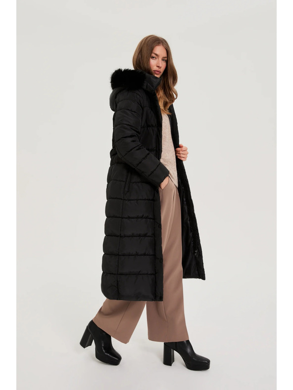 Moodo Dlouhá bunda s kapucí černá Moodo