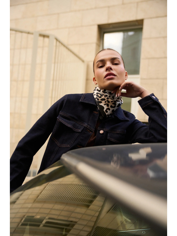 Moodo Tmavě modrá džínová bunda Moodo