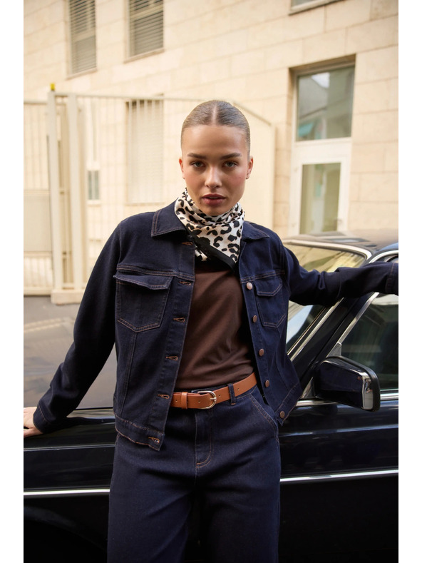 Moodo Tmavě modrá džínová bunda Moodo