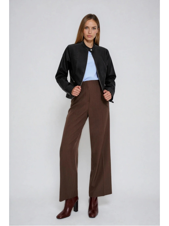 Moodo Černá bunda z imitace kůže Moodo