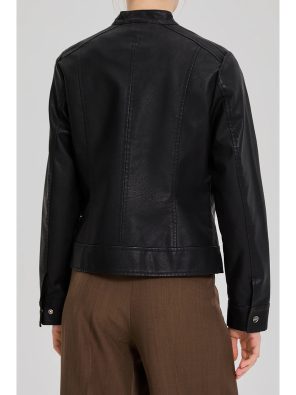 Moodo Černá bunda z imitace kůže Moodo