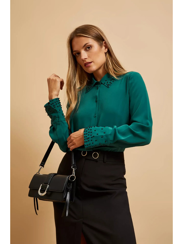 Moodo Černá taška přes rameno se stříbrnou sponou Moodo