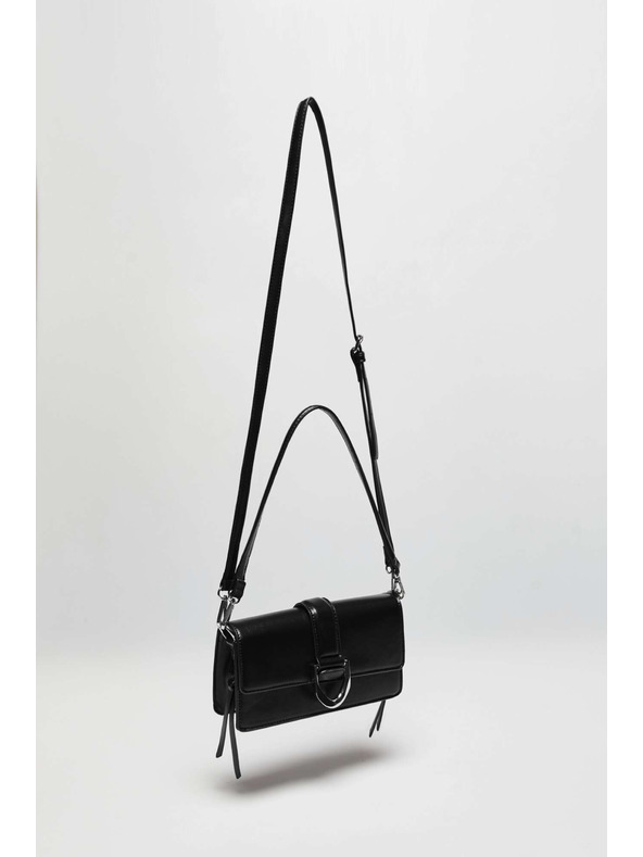 Moodo Černá taška přes rameno se stříbrnou sponou Moodo