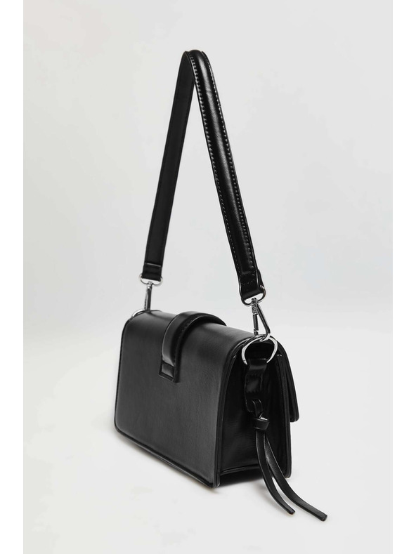 Moodo Černá taška přes rameno se stříbrnou sponou Moodo