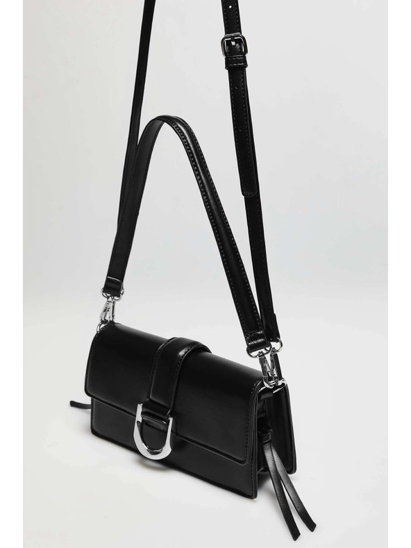 Moodo Černá taška přes rameno se stříbrnou sponou Moodo