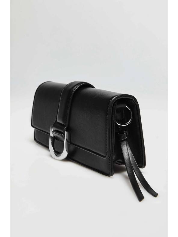 Moodo Černá taška přes rameno se stříbrnou sponou Moodo