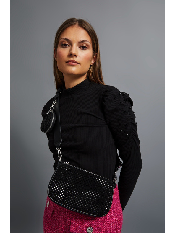 Moodo Černá taška přes rameno se zipem Moodo