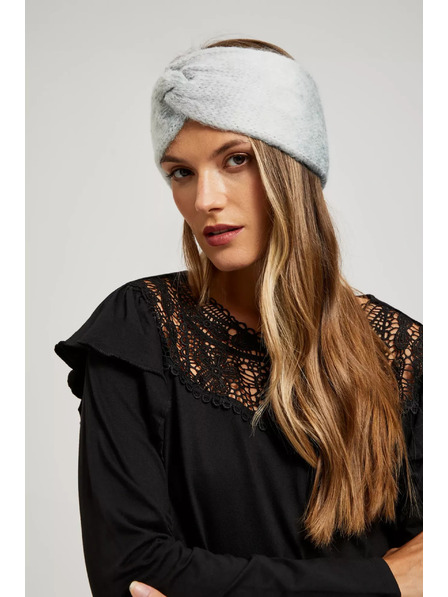 Moodo Teplá pletená čelenka na hlavu šedá Moodo