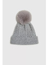 Moodo Čepice s kožešinovou bambulí šedá Moodo