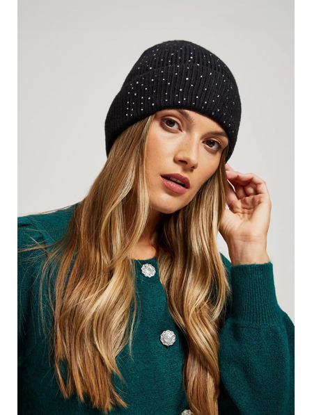 Moodo Pletená černá čepice Moodo