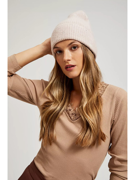 Moodo Pletená pudrově růžová čepice Moodo