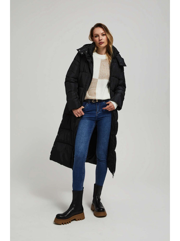 Moodo Prošívaná bunda s kapucí černá Moodo