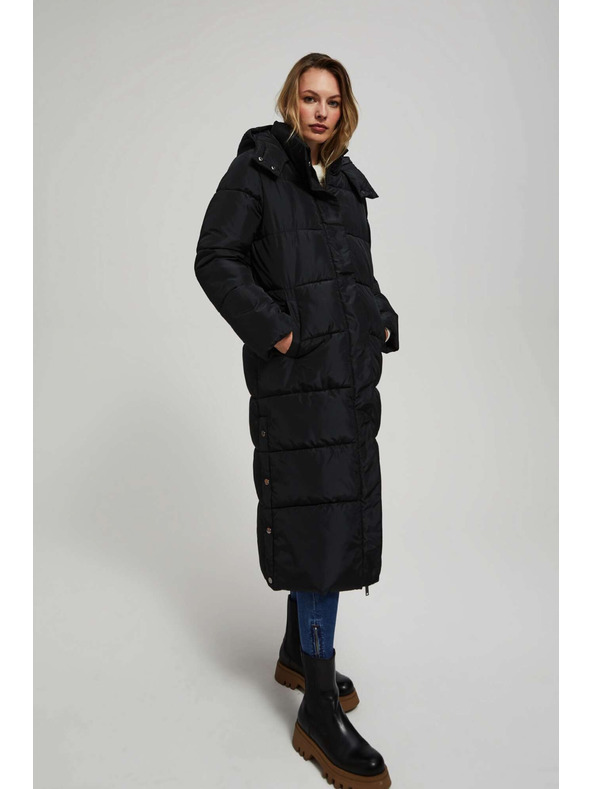 Moodo Prošívaná bunda s kapucí černá Moodo