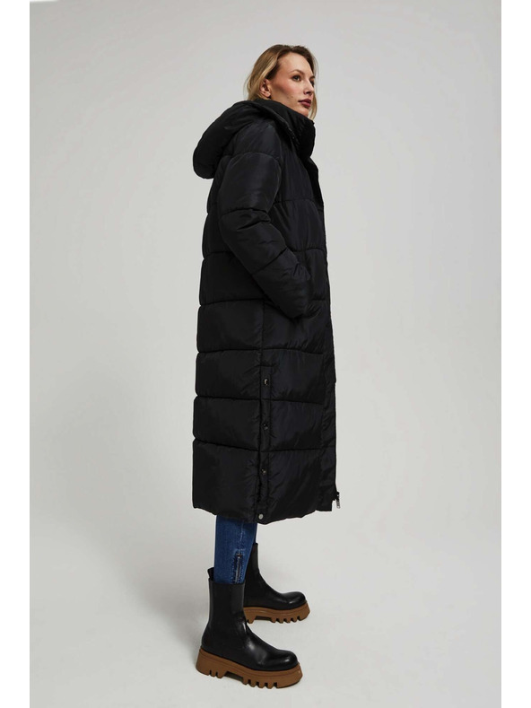 Moodo Prošívaná bunda s kapucí černá Moodo