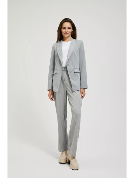 Moodo Šedé jednořadové sako v jemných pruzích Moodo