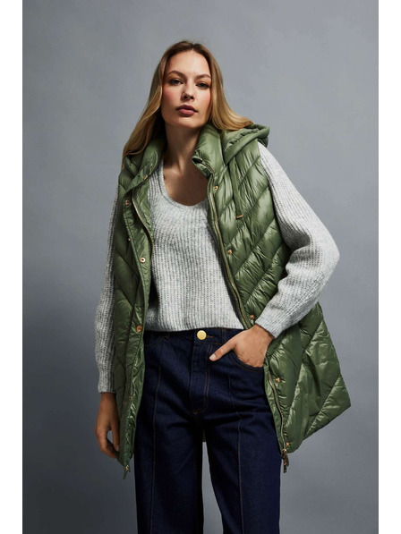 Moodo Prošívaná vesta s kapucí olivová Moodo