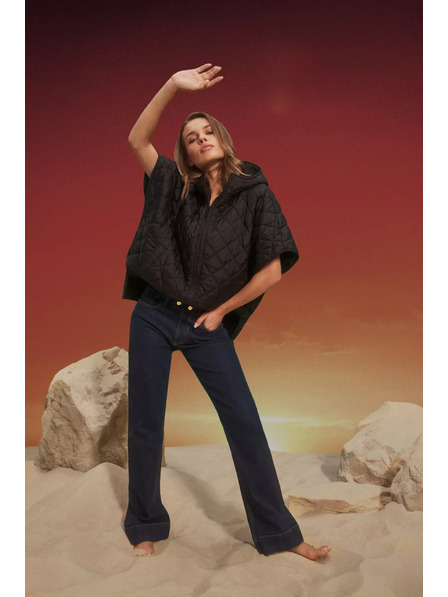 Moodo Tmavě modré džíny wide leg se středním pasem Moodo