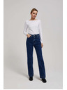 Moodo Tmavě modré džíny wide leg zapínané na dvojité knoflíky Moodo