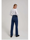 Moodo Tmavě modré džíny wide leg zapínané na dvojité knoflíky Moodo
