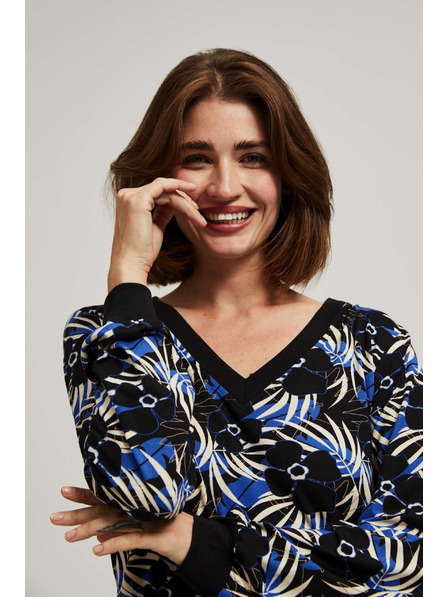 Moodo Vzorovaná halenka s výstřihem do V černá Moodo