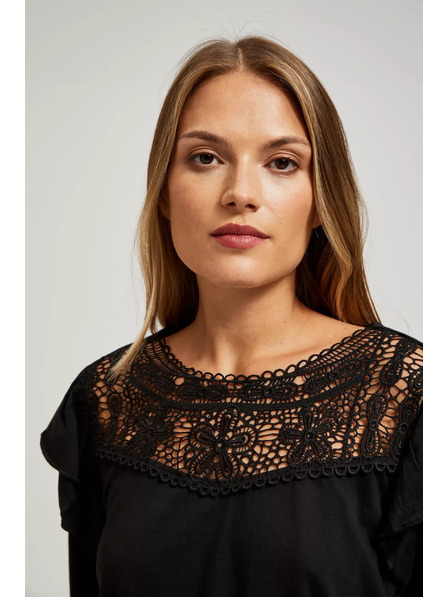 Moodo Černé tričko s krajkou Moodo