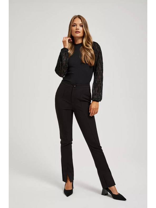 Moodo Černá halenka s ozdobnými rukávy Moodo