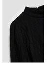 Moodo Černá halenka s polo výstřihem a nadýchnutými rukávy Moodo