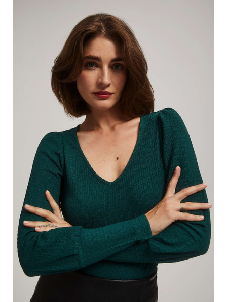 Moodo Smaragdová halenka s výstřihem do V Moodo