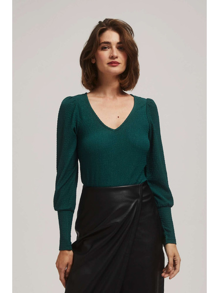 Moodo Smaragdová halenka s výstřihem do V Moodo