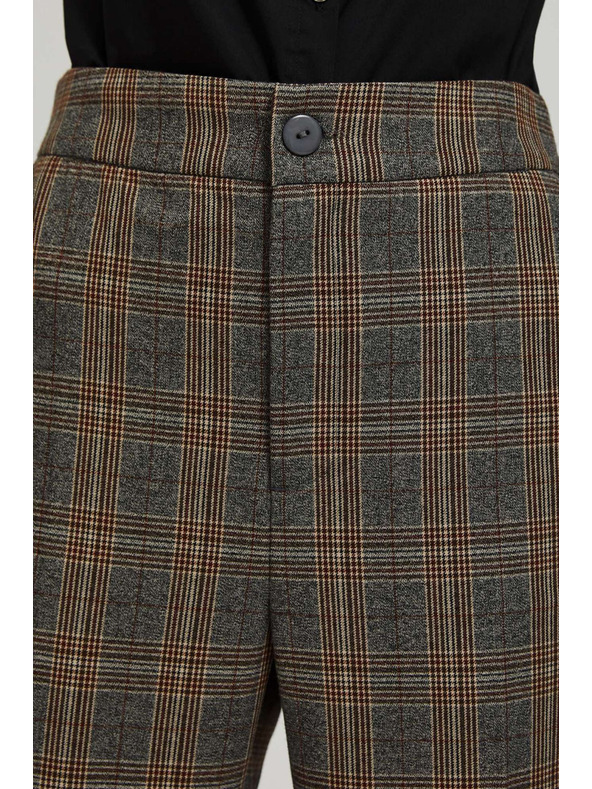 Moodo Šedé kostkované kalhoty Moodo