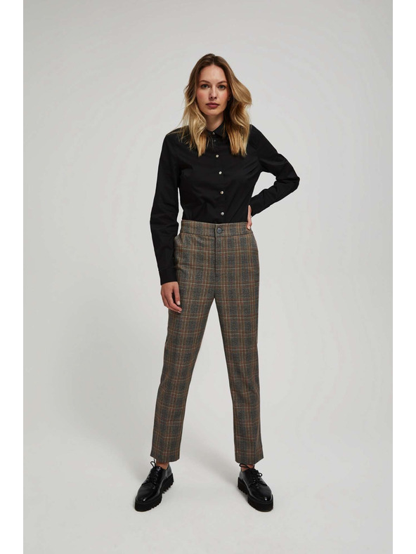 Moodo Šedé kostkované kalhoty Moodo