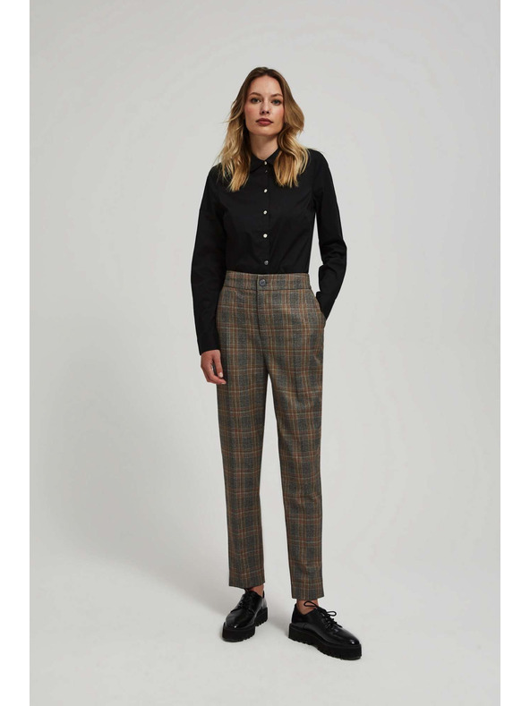 Moodo Šedé kostkované kalhoty Moodo