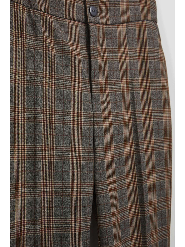 Moodo Šedé kostkované kalhoty Moodo