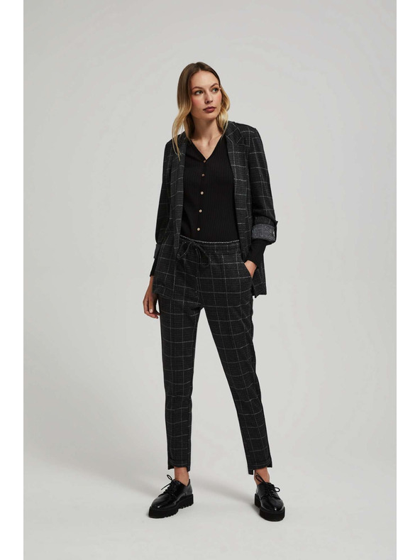 Moodo Černé kostkované kalhoty Moodo