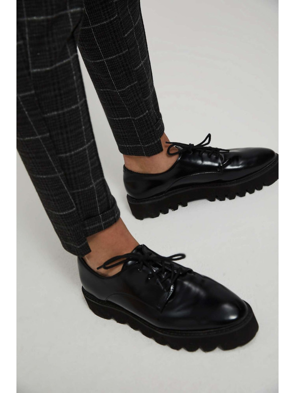 Moodo Černé kostkované kalhoty Moodo