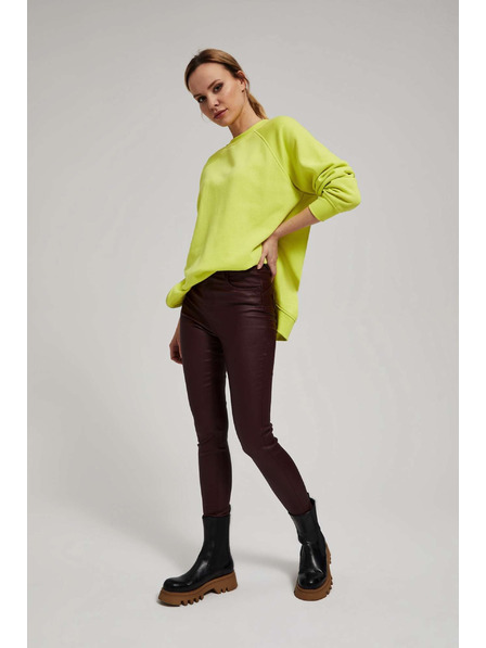 Moodo Voskované úzké kalhoty kaštanové Moodo