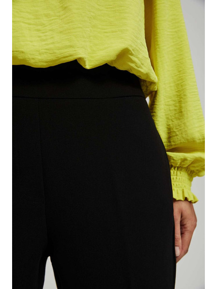 Moodo Černé kalhoty se strukturou a nohavicemi 7/8 Moodo