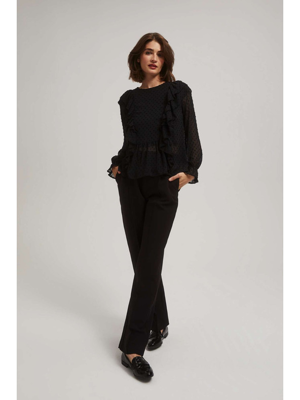 Moodo Černé kalhoty se strukturou Moodo