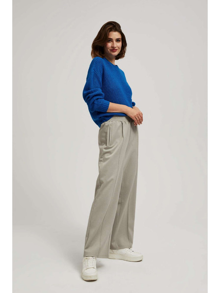 Moodo Hnědé kalhoty se strukturou a širokými nohavicemi Moodo